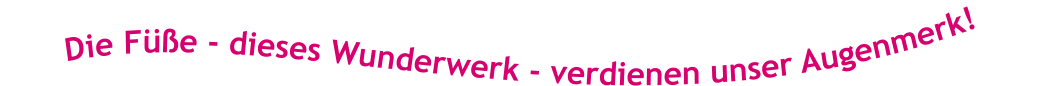Die Füße - dieses Wunderwerk - verdienen unser Augenmerk!